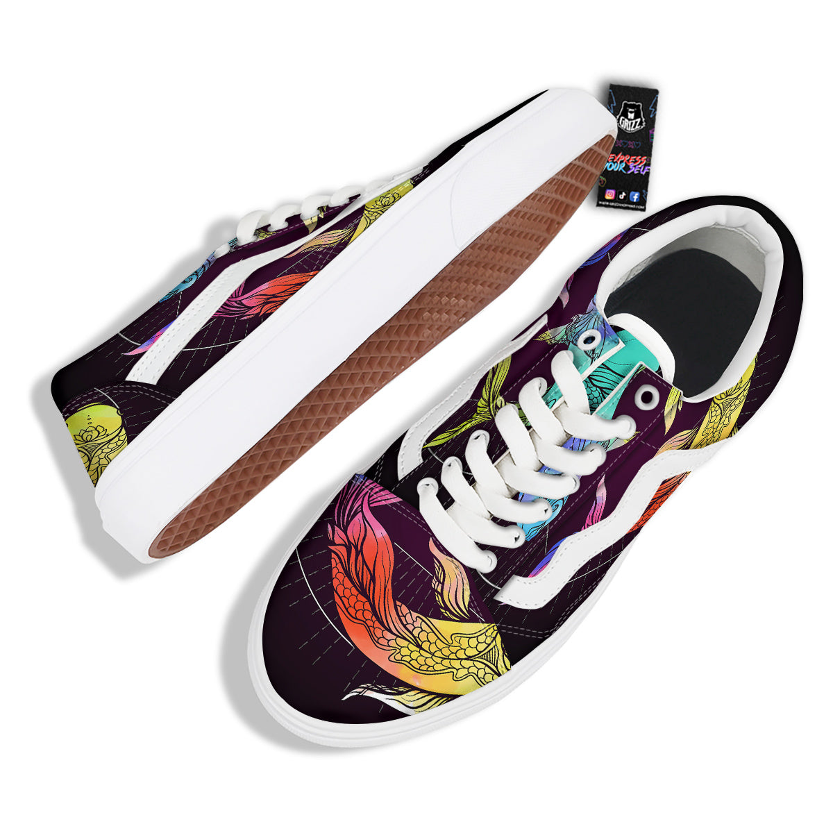 Pisces Sign Colorful Print Skate Shoes-grizzshop