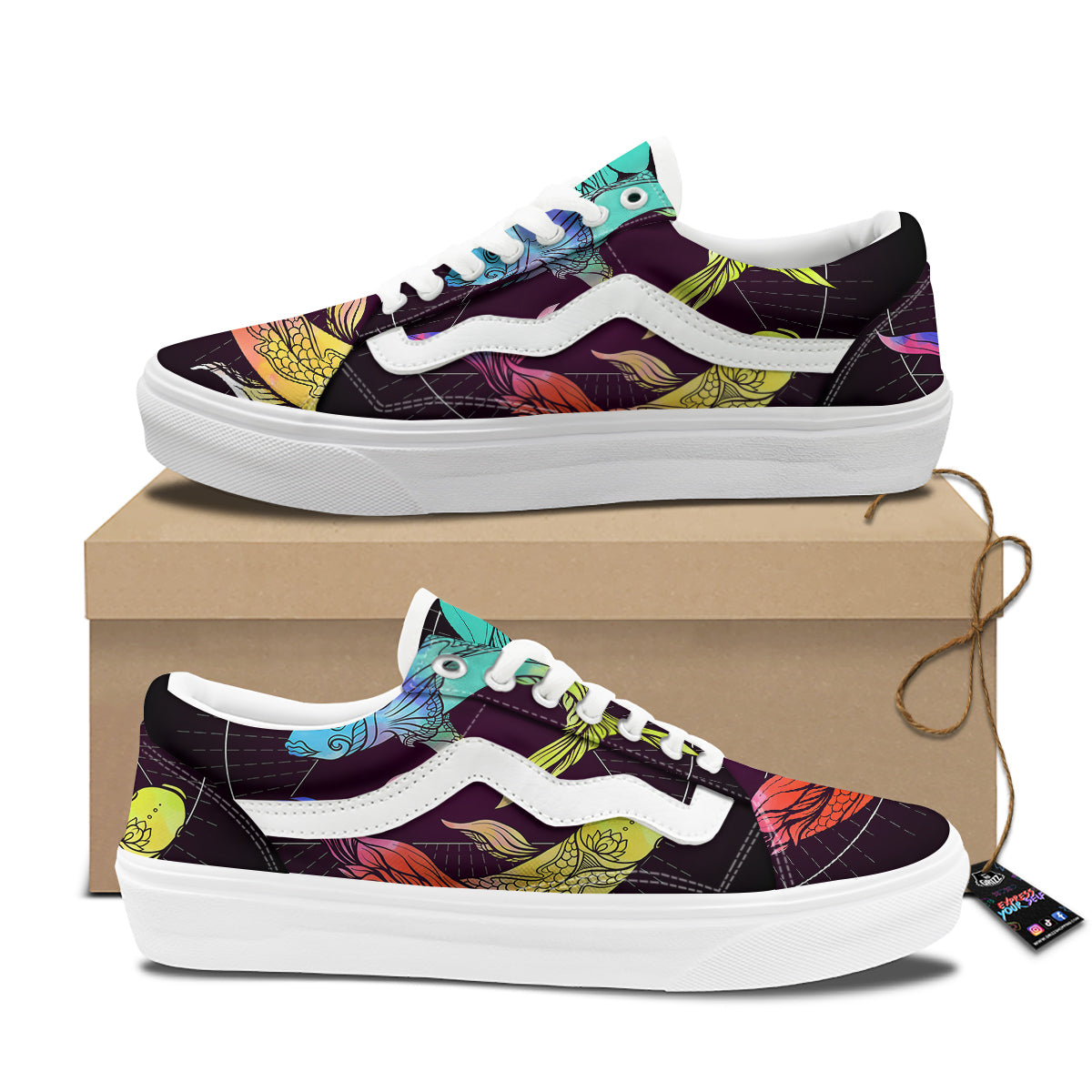 Pisces Sign Colorful Print Skate Shoes-grizzshop