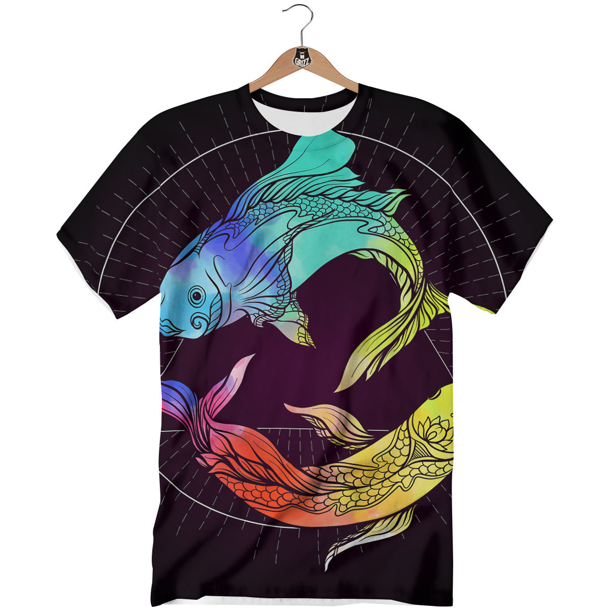 Pisces Sign Colorful Print T-Shirt-grizzshop