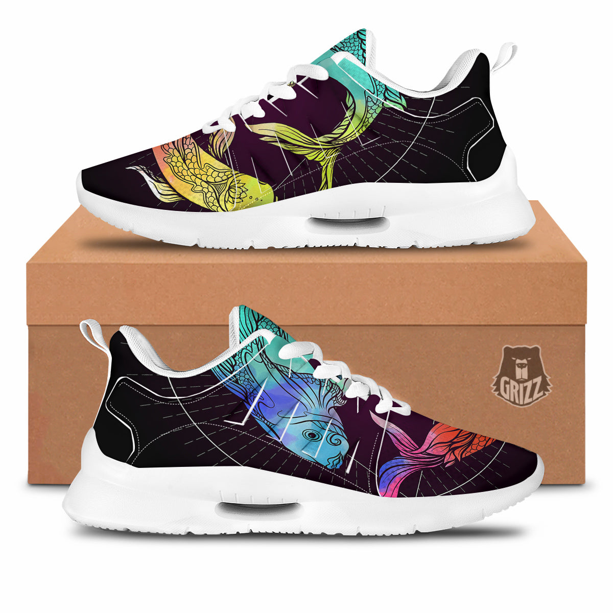 Pisces Sign Colorful Print Tennis Shoes-grizzshop