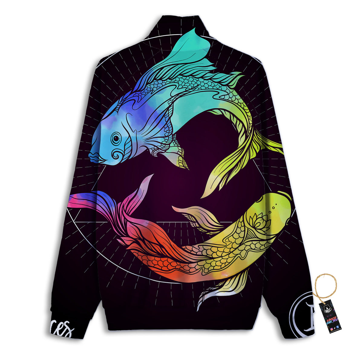 Pisces Sign Colorful Print Track Jacket-grizzshop