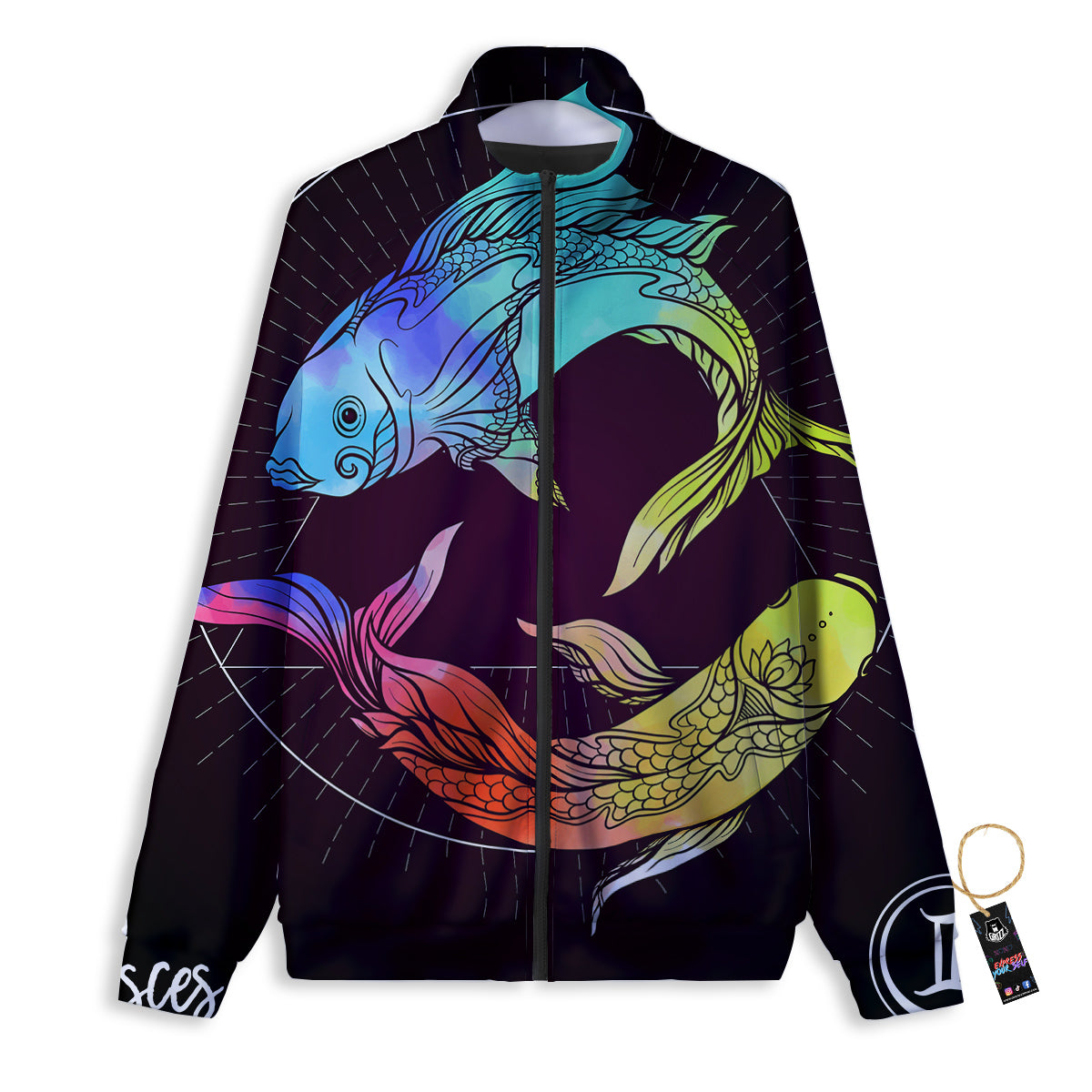 Pisces Sign Colorful Print Track Jacket-grizzshop