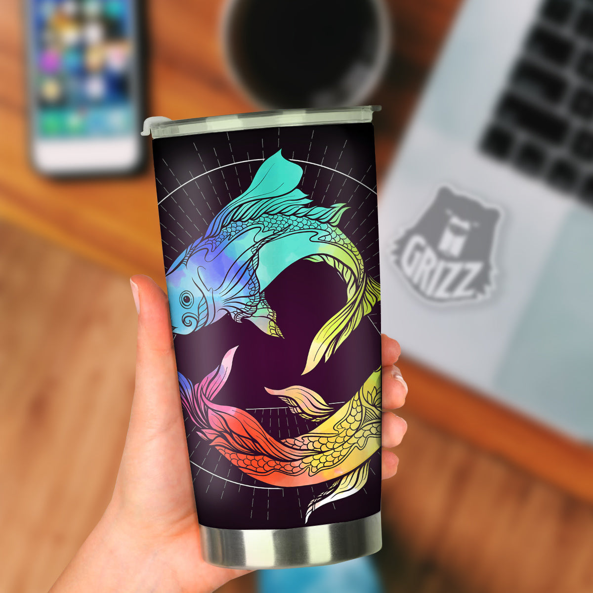 Pisces Sign Colorful Print Tumbler-grizzshop