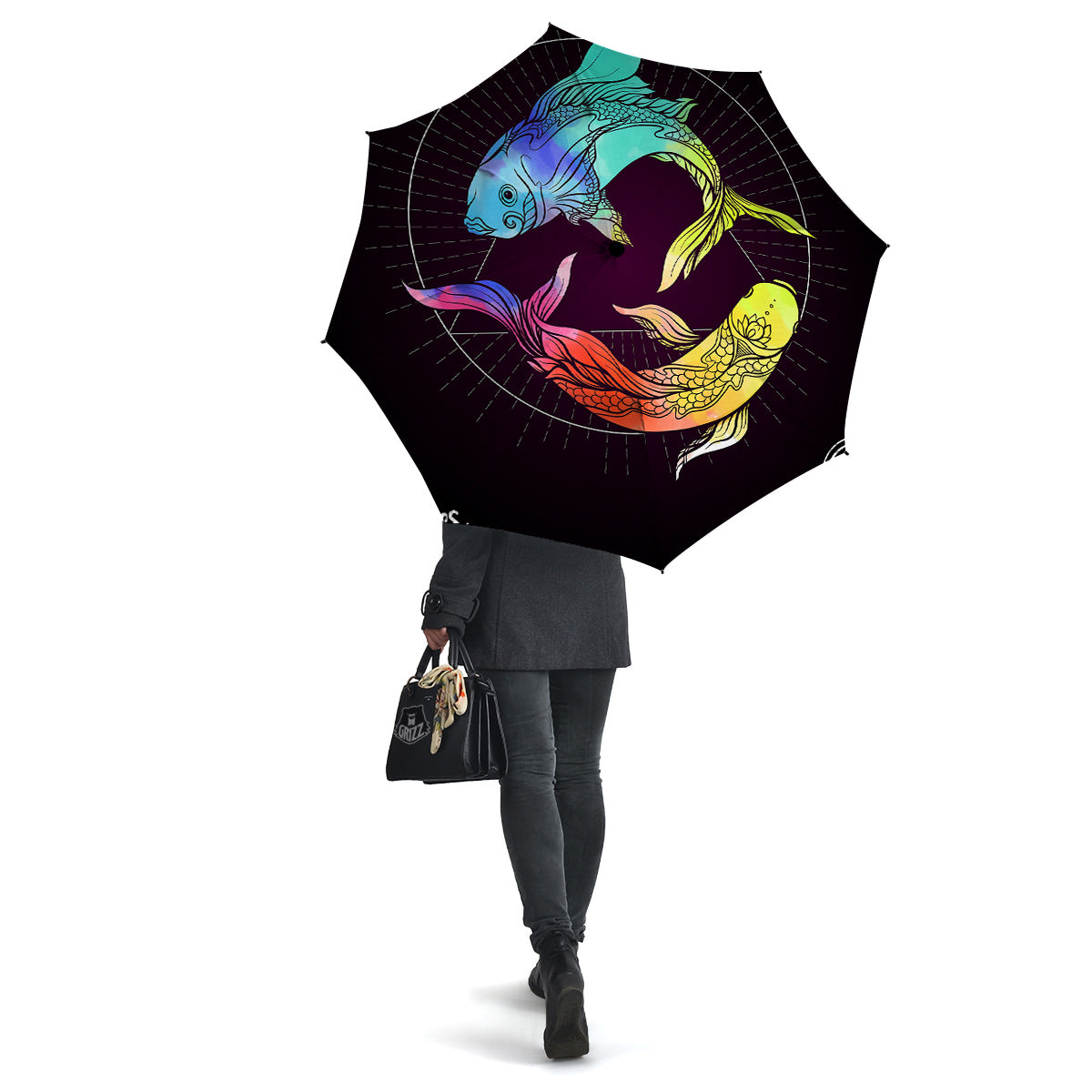 Pisces Sign Colorful Print Umbrella-grizzshop