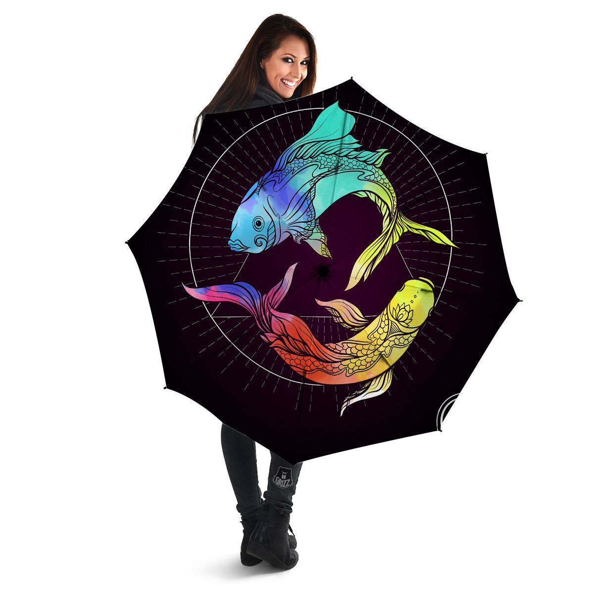 Pisces Sign Colorful Print Umbrella-grizzshop