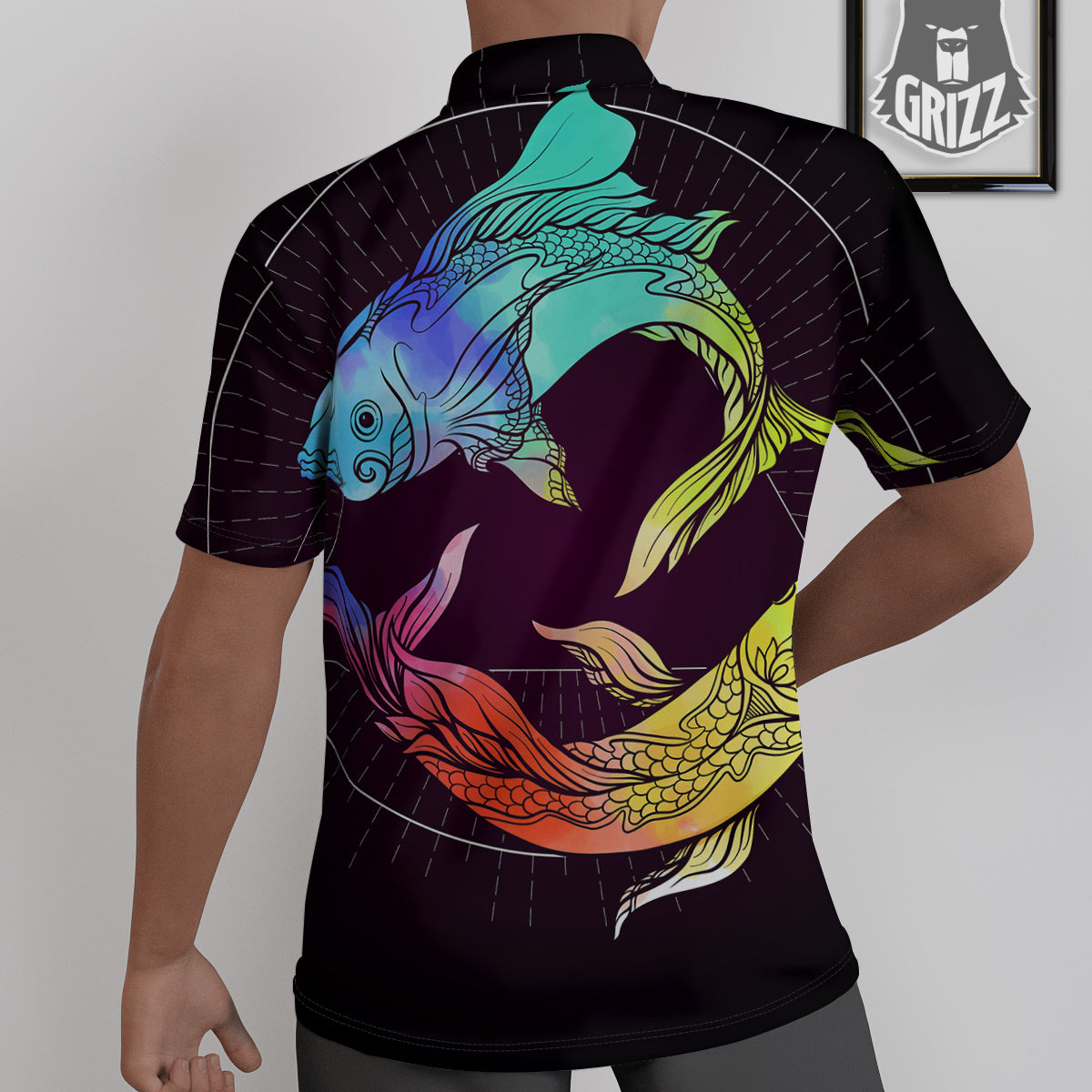 Pisces Sign Colorful Print Untucked Shirts-grizzshop