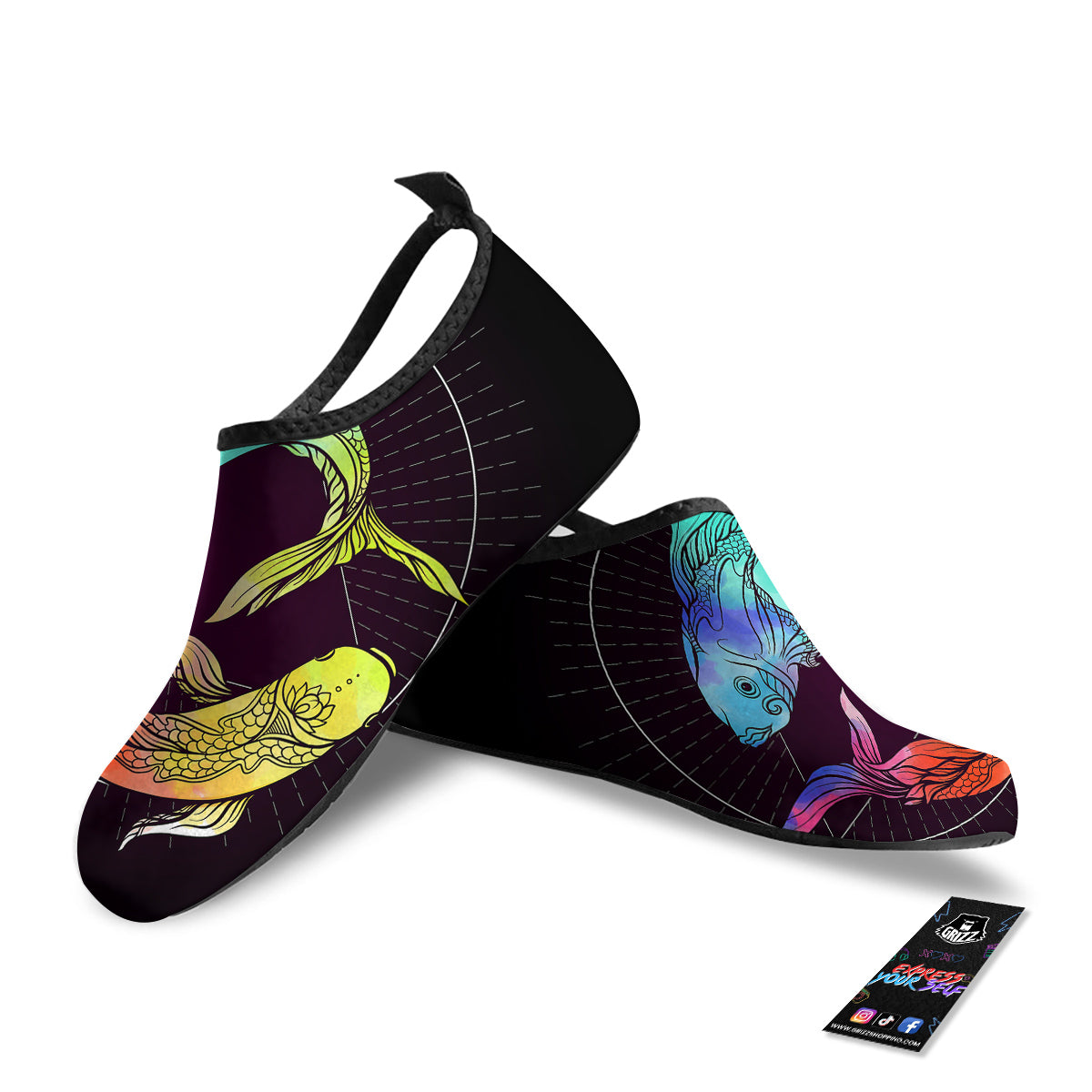 Pisces Sign Colorful Print Water Shoes-grizzshop