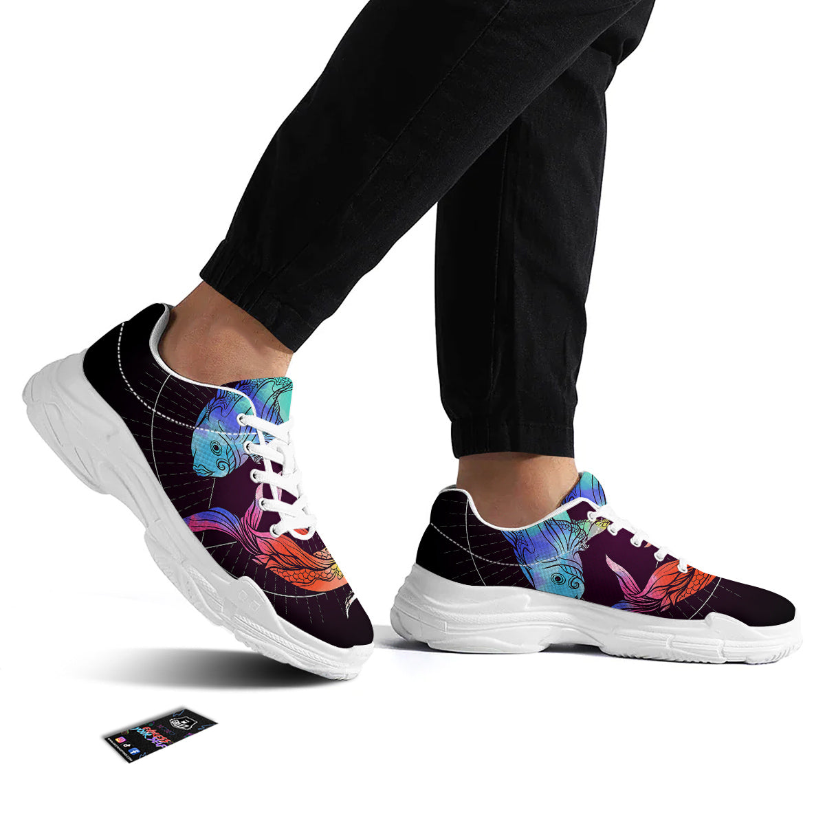 Pisces Sign Colorful Print White Chunky Shoes-grizzshop