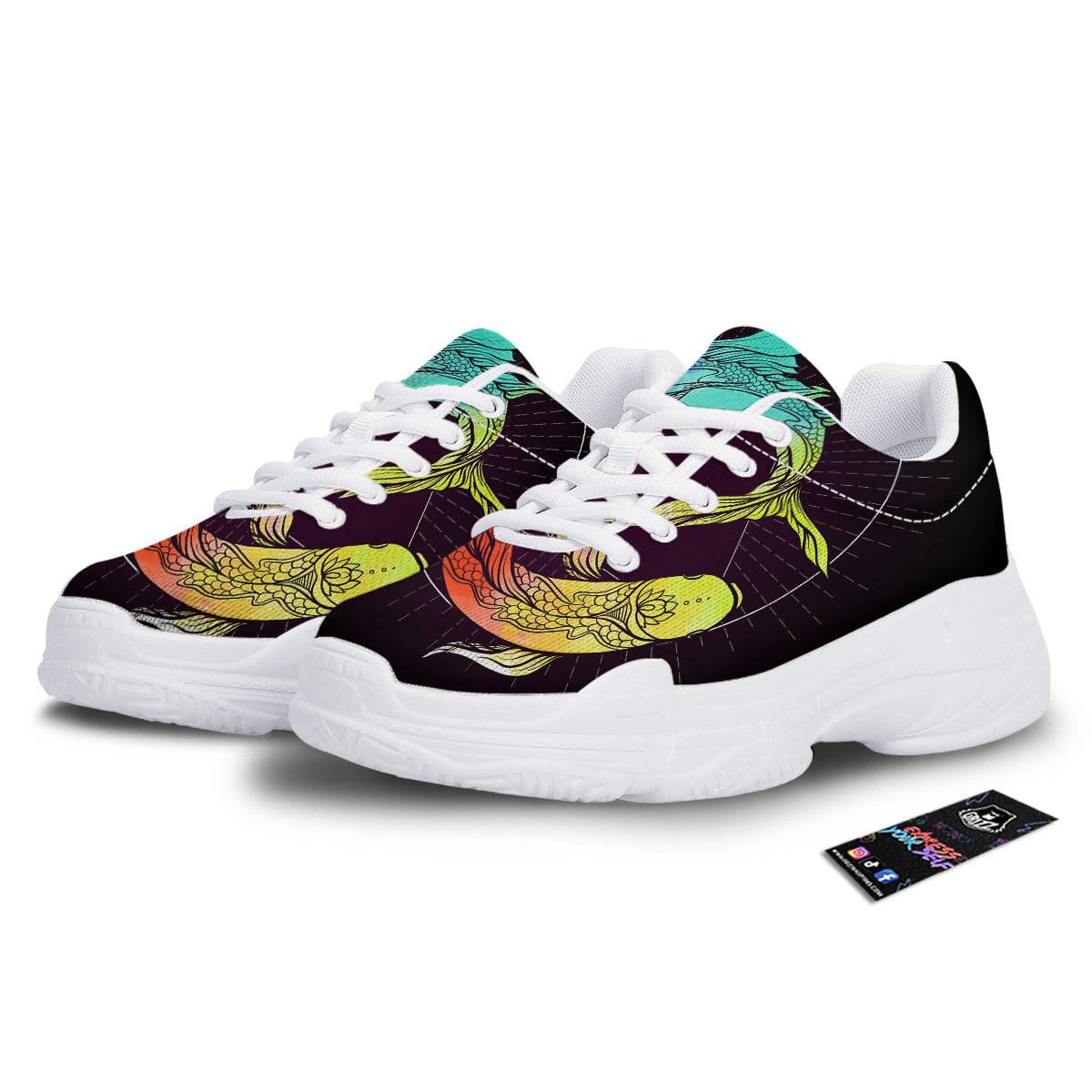 Pisces Sign Colorful Print White Chunky Shoes-grizzshop