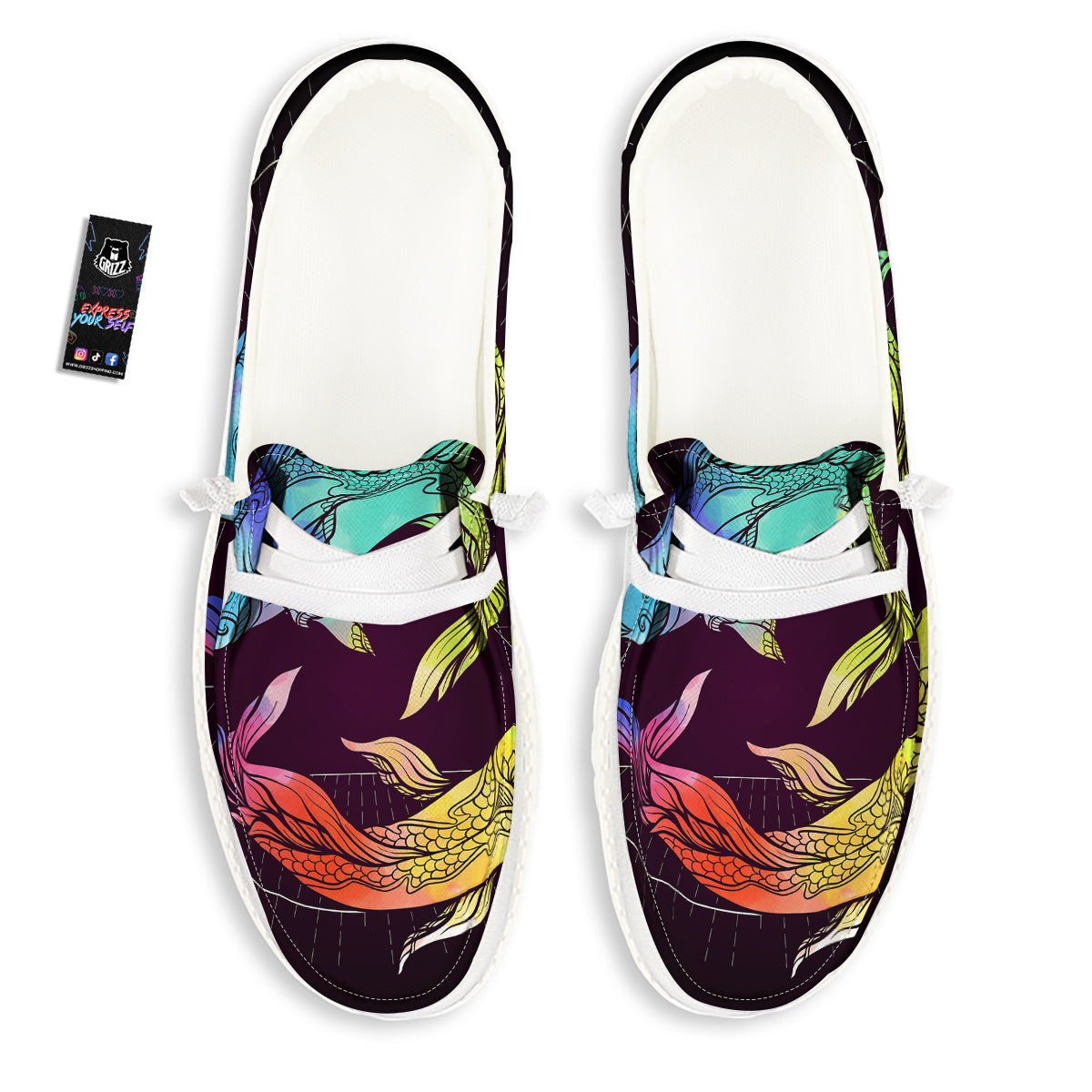Pisces Sign Colorful Print White Loafers-grizzshop