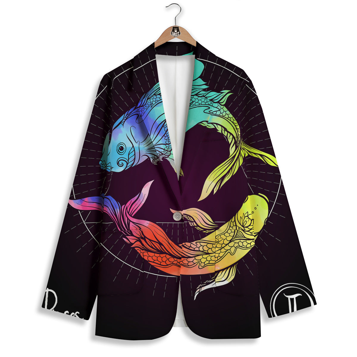 Pisces Sign Colorful Print Women's Blazer-grizzshop