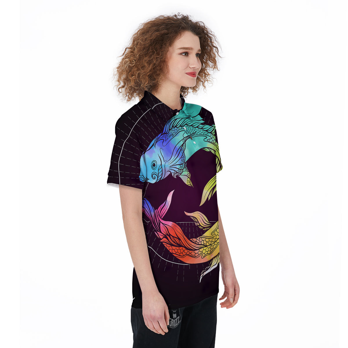 Pisces Sign Colorful Print Women's Golf Shirts-grizzshop