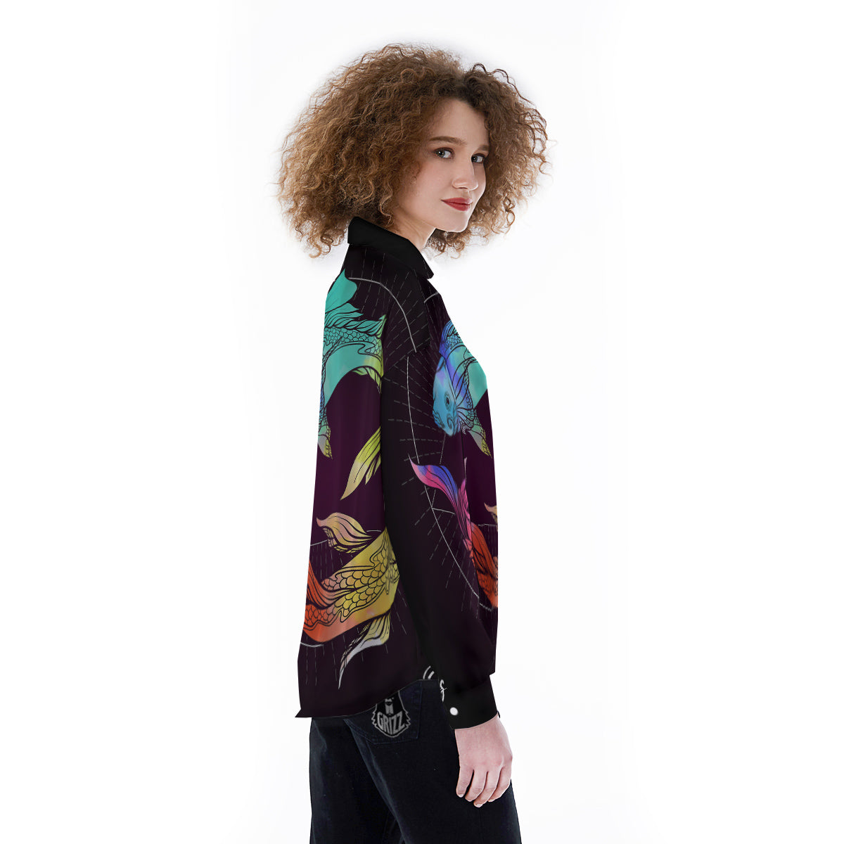 Pisces Sign Colorful Print Women's Long Sleeve Shirts-grizzshop