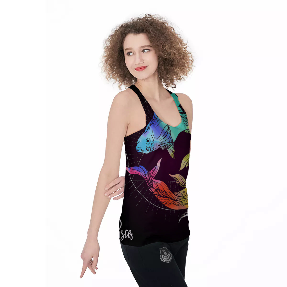 Pisces Sign Colorful Print Women's Racerback Tank Top-grizzshop