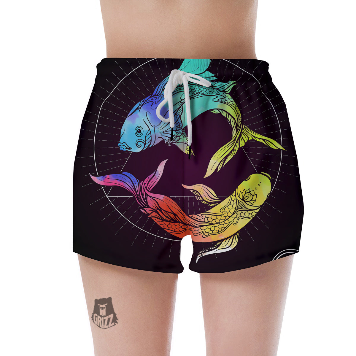 Pisces Sign Colorful Print Women's Shorts-grizzshop