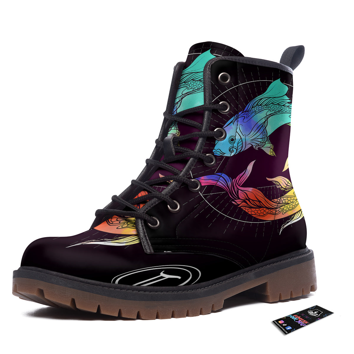 Pisces Sign Colorful Print Work Boots-grizzshop