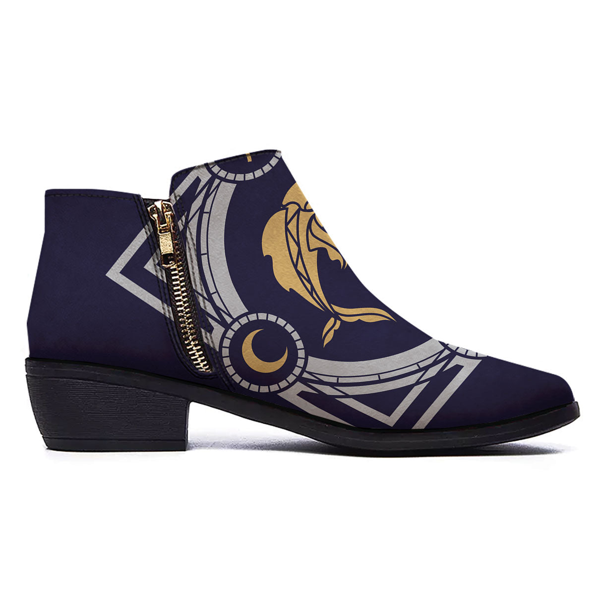 Pisces Sign Horoscope Print Ankle Boots-grizzshop