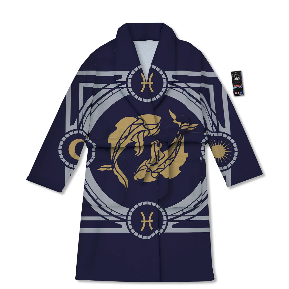 Pisces Sign Horoscope Print Bathrobe-grizzshop