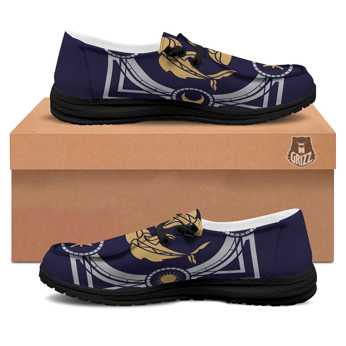 Pisces Sign Horoscope Print Black Loafers-grizzshop