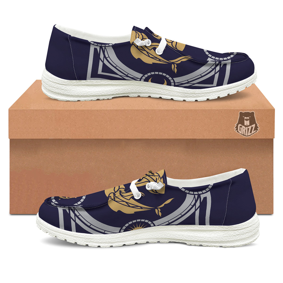 Pisces Sign Horoscope Print Black Loafers-grizzshop