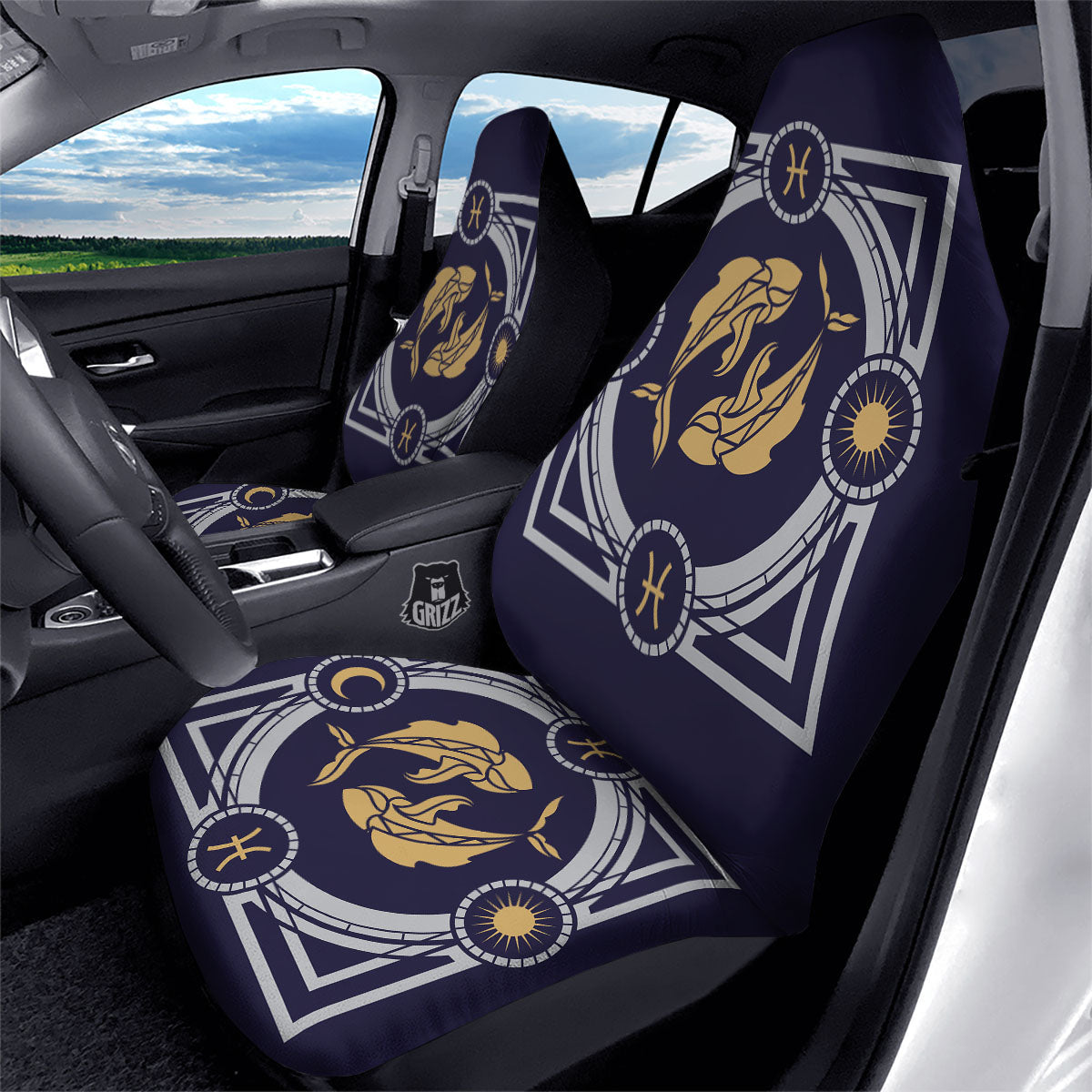 Pisces Sign Horoscope Print Car Seat Covers-grizzshop