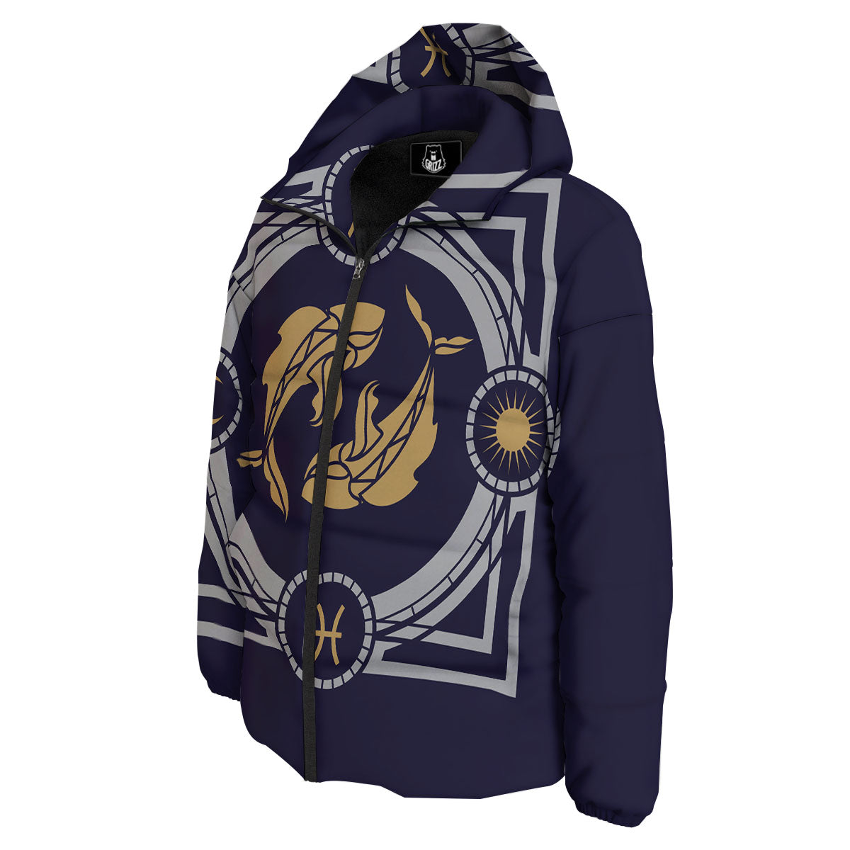 Pisces Sign Horoscope Print Down Jacket-grizzshop