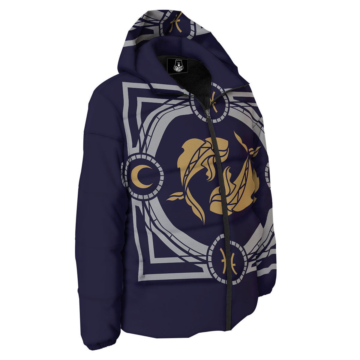 Pisces Sign Horoscope Print Down Jacket-grizzshop