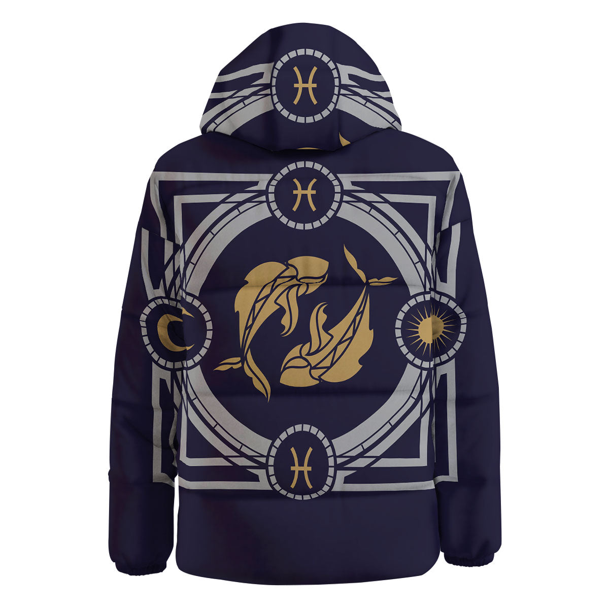 Pisces Sign Horoscope Print Down Jacket-grizzshop