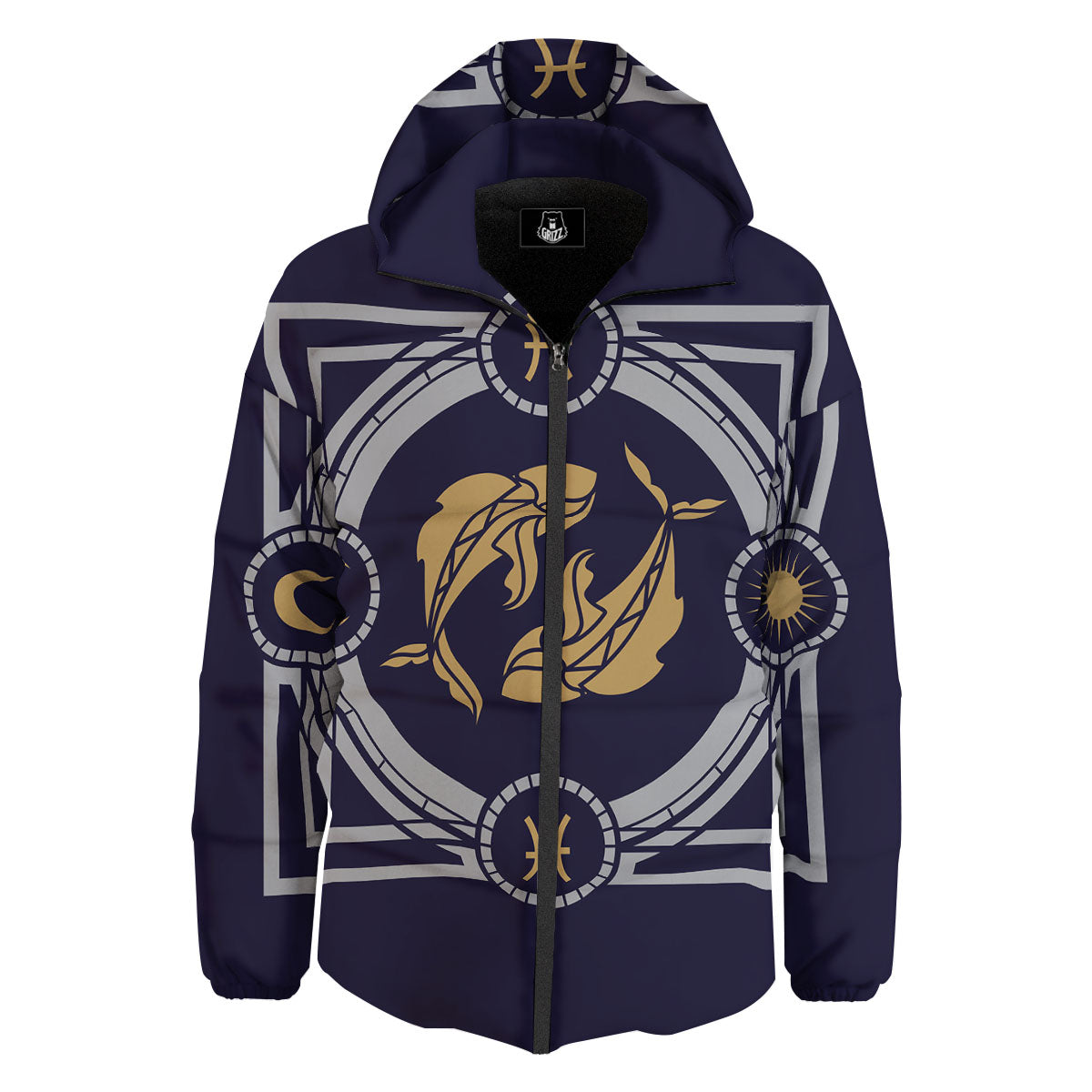 Pisces Sign Horoscope Print Down Jacket-grizzshop
