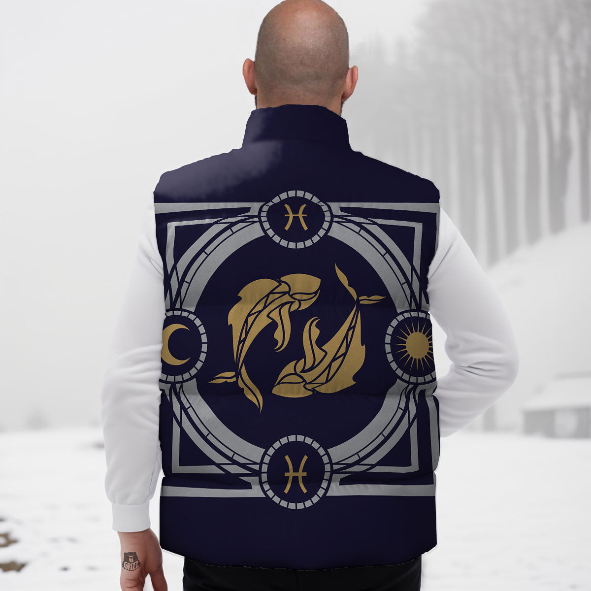 Pisces Sign Horoscope Print Down Vest