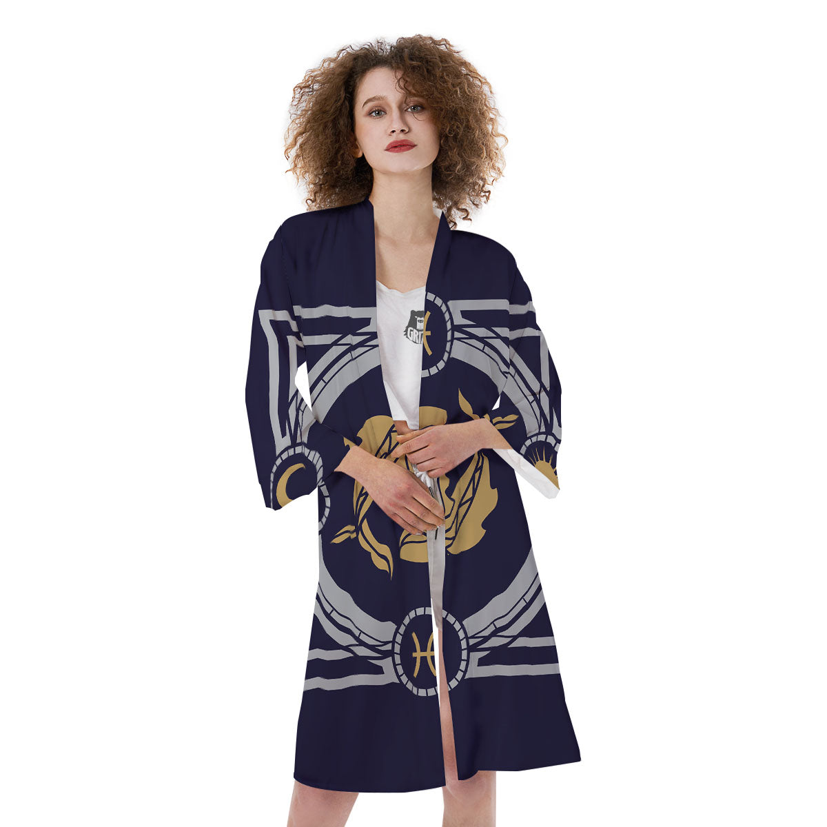 Pisces Sign Horoscope Print Kimono-grizzshop