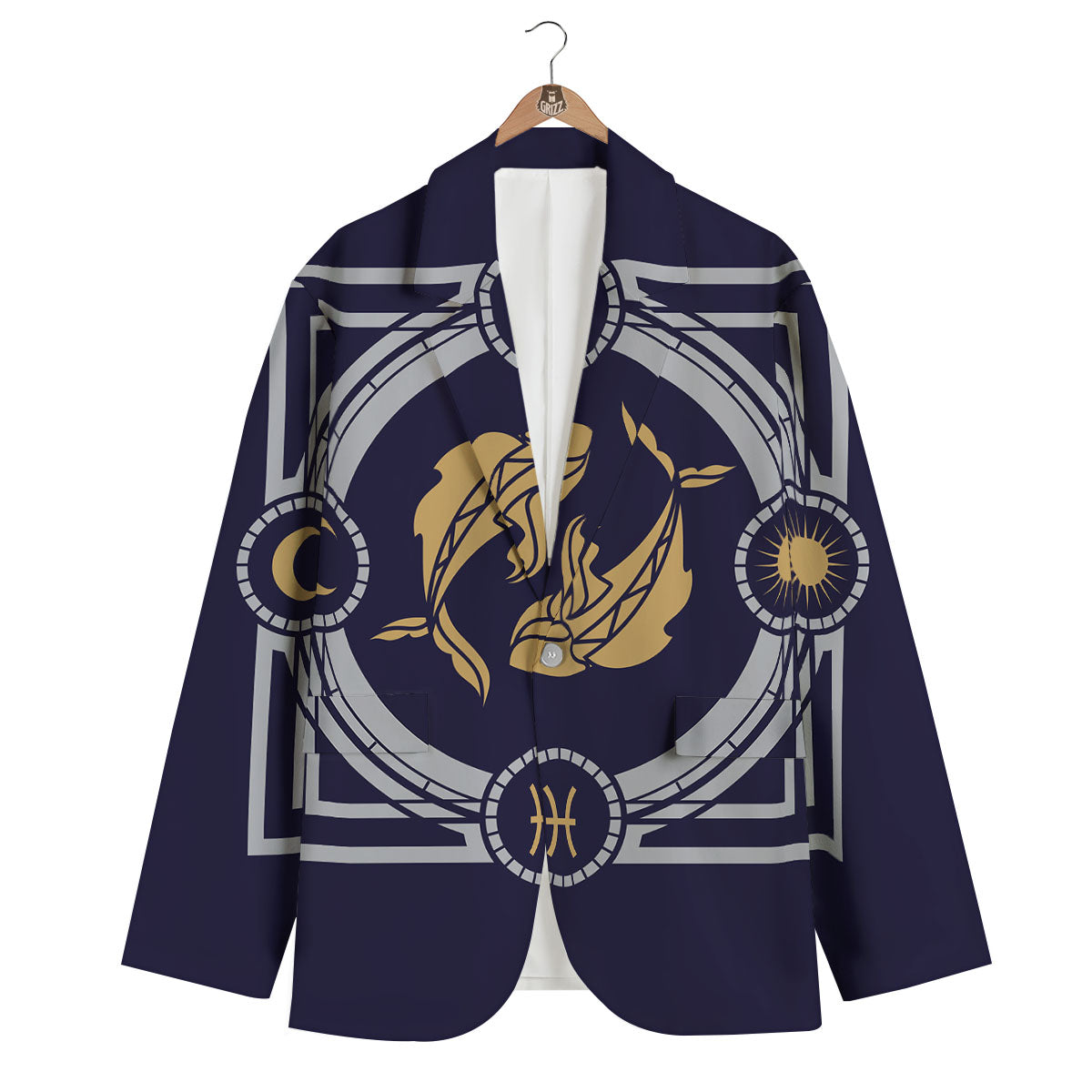 Pisces Sign Horoscope Print Men's Blazer-grizzshop
