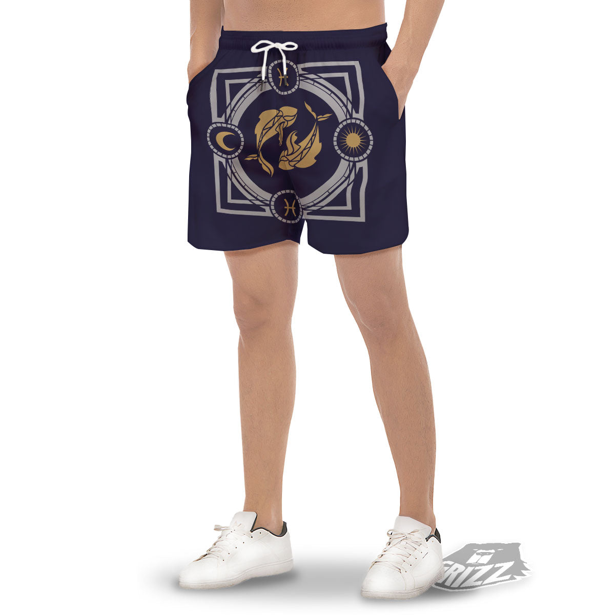 Pisces Sign Horoscope Print Men's Gym Shorts-grizzshop