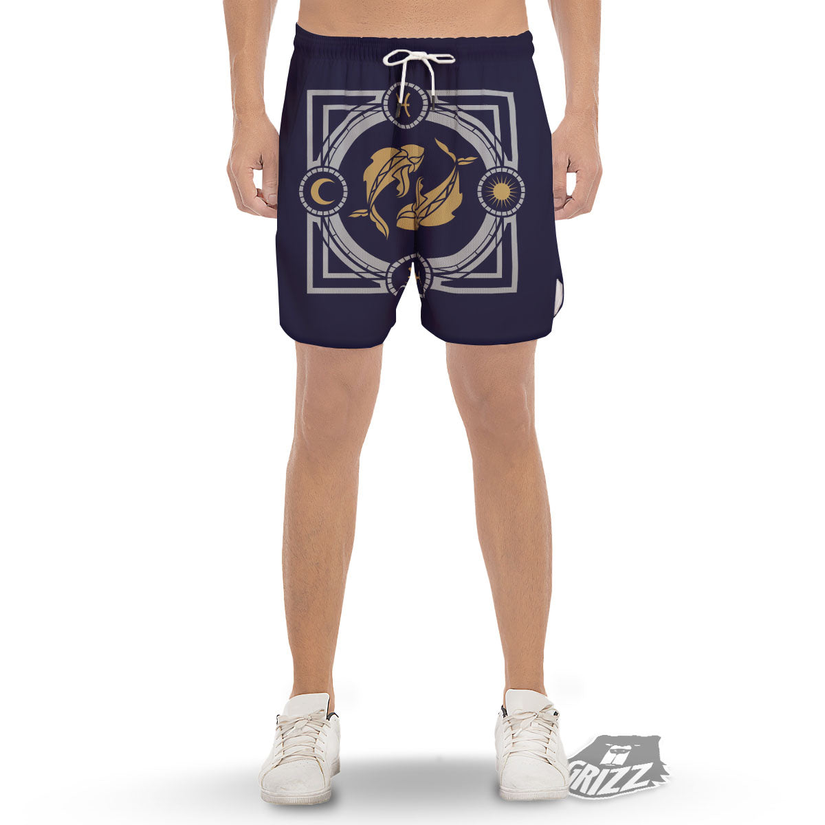 Pisces Sign Horoscope Print Men's Gym Shorts-grizzshop