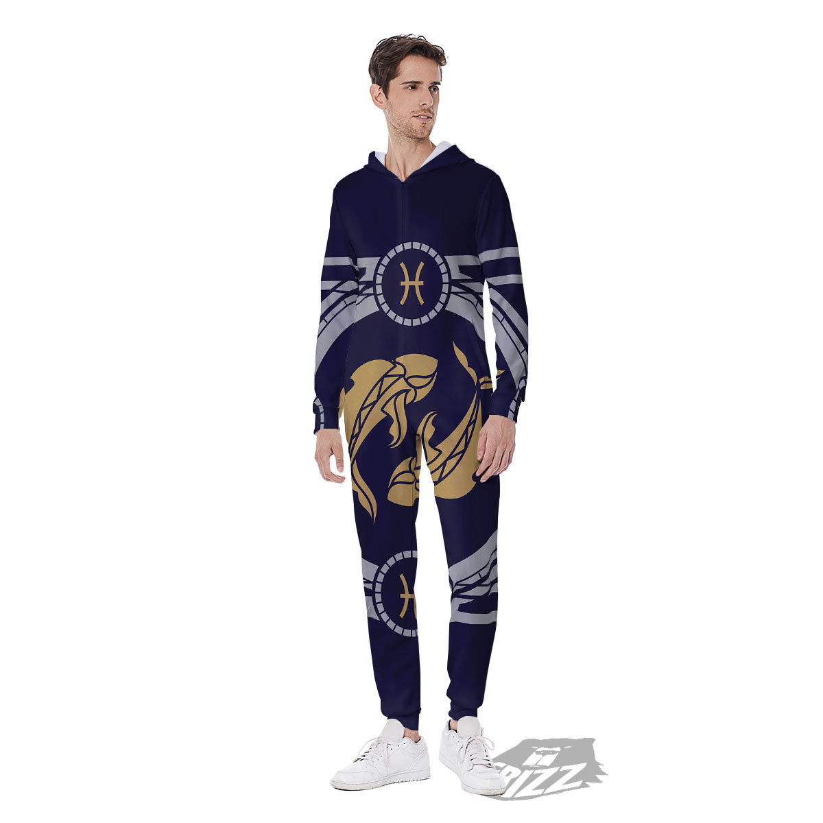 Pisces Sign Horoscope Print Men's Jumpsuit-grizzshop