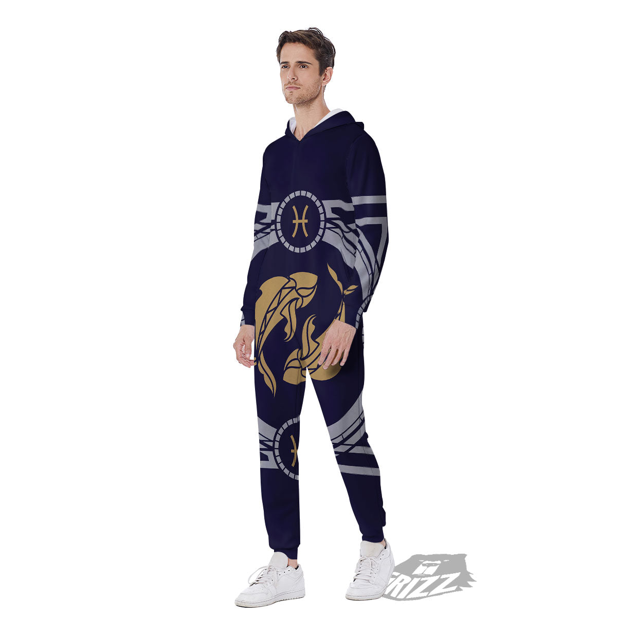 Pisces Sign Horoscope Print Men's Jumpsuit-grizzshop