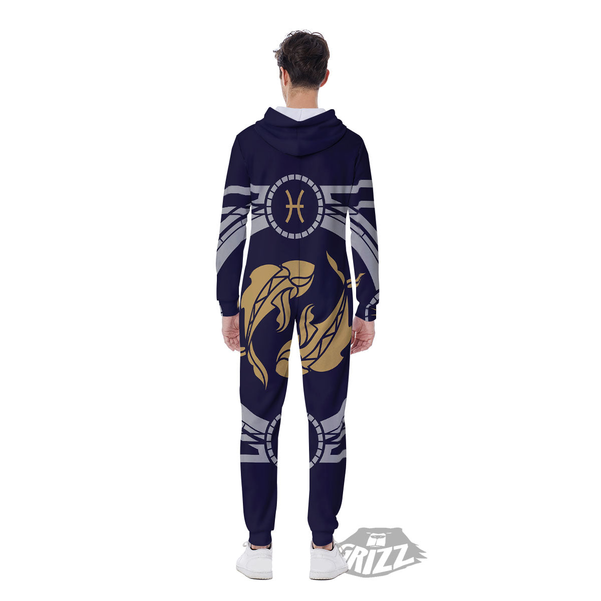 Pisces Sign Horoscope Print Men's Jumpsuit-grizzshop