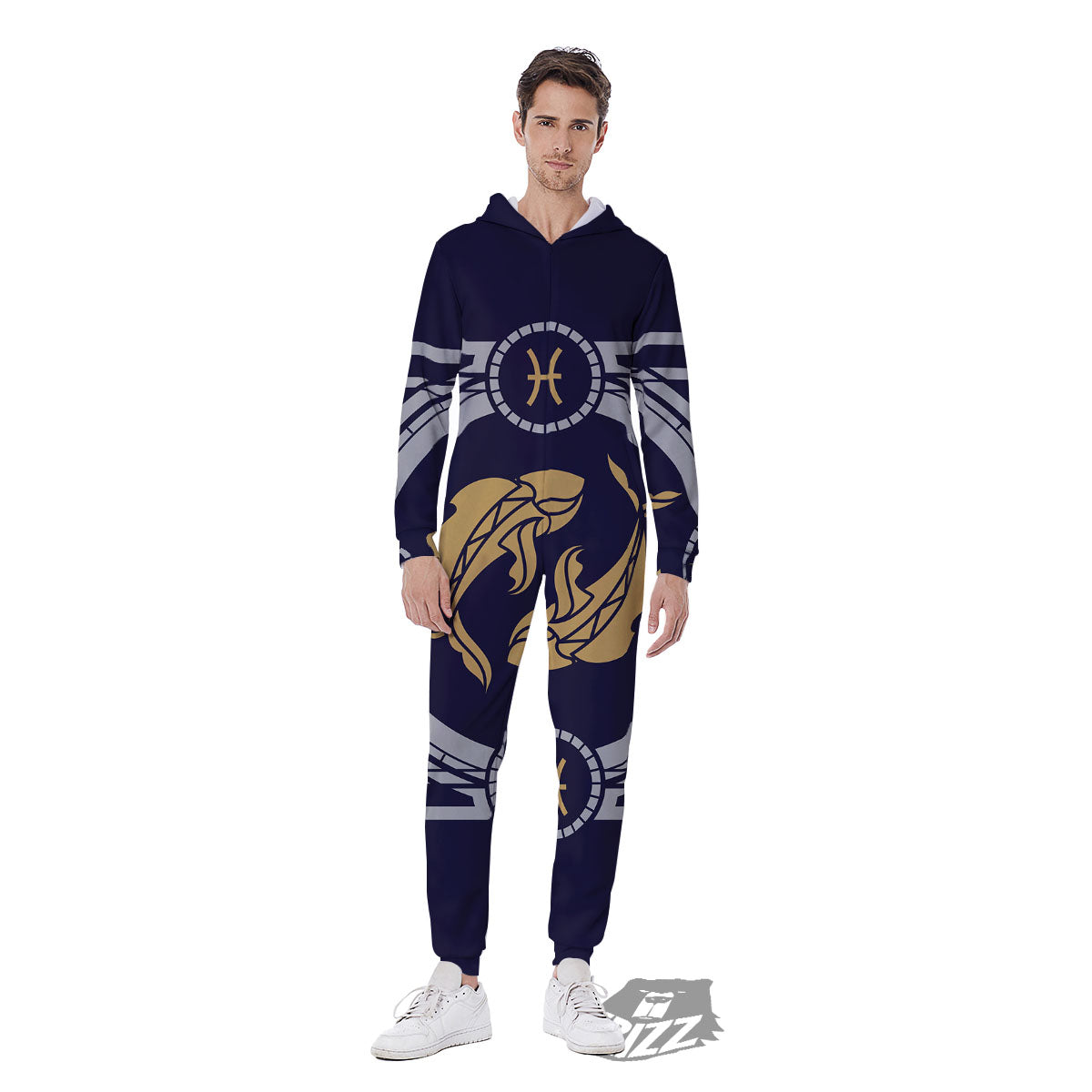 Pisces Sign Horoscope Print Men's Jumpsuit-grizzshop