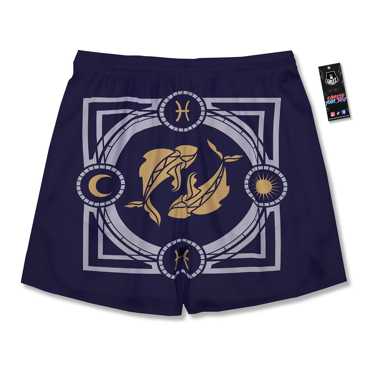Pisces Sign Horoscope Print Men's Running Shorts-grizzshop
