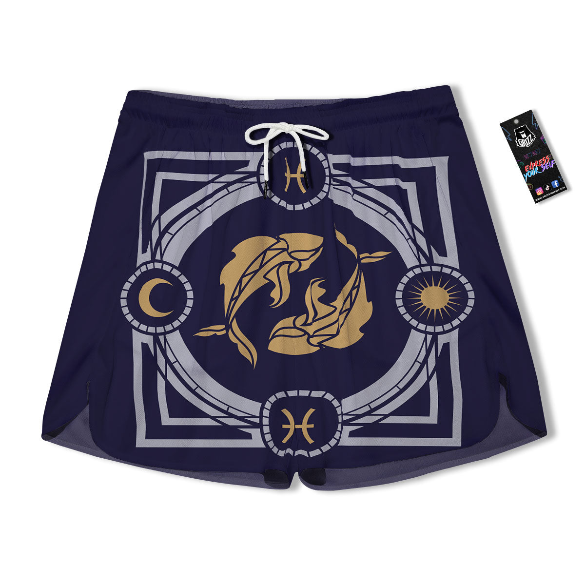 Pisces Sign Horoscope Print Men's Running Shorts-grizzshop