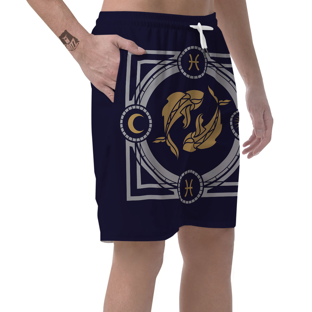 Pisces Sign Horoscope Print Men's Shorts-grizzshop
