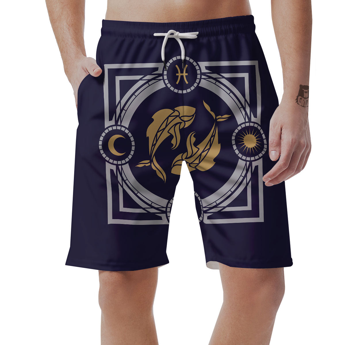Pisces Sign Horoscope Print Men's Shorts-grizzshop