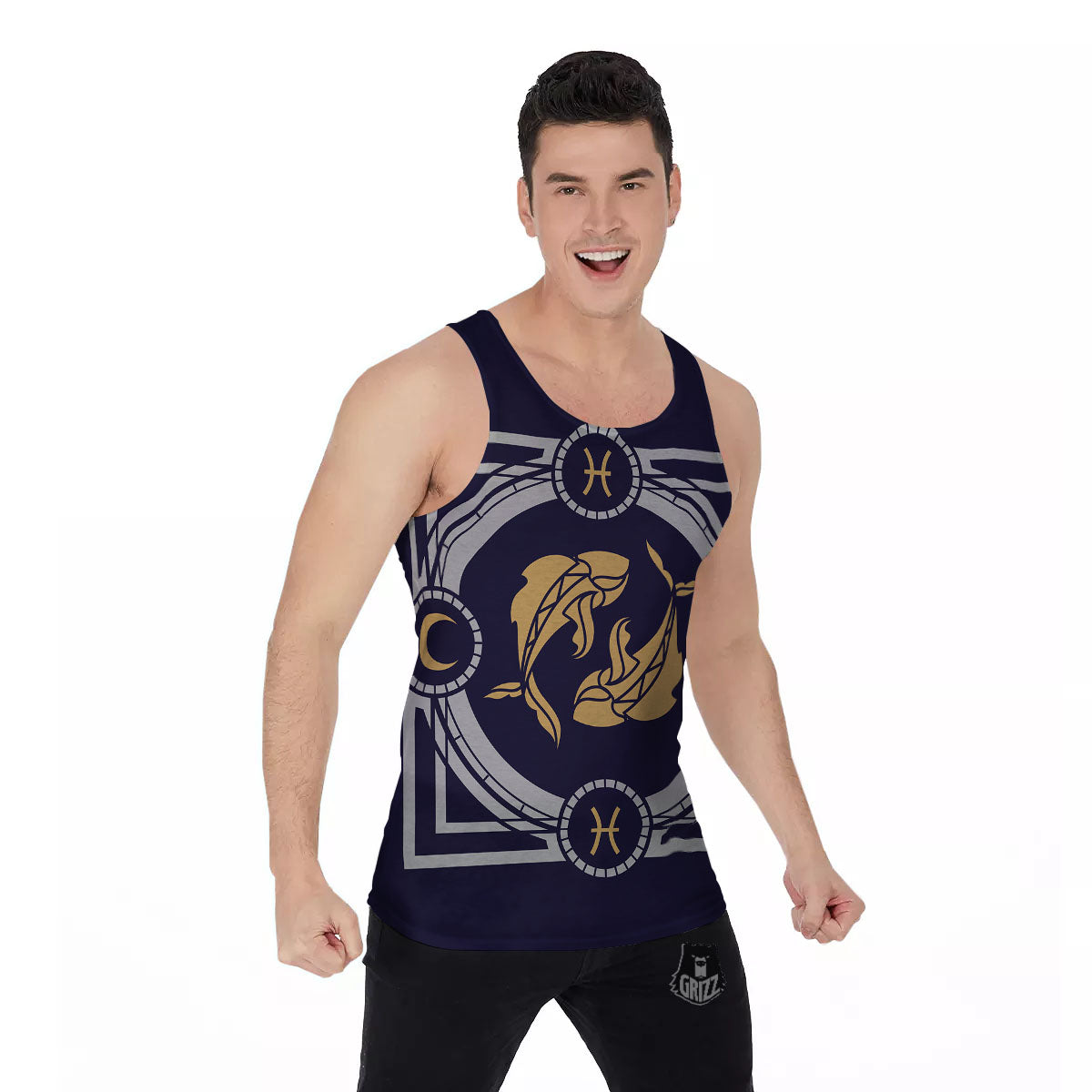 Pisces Sign Horoscope Print Men's Tank Top-grizzshop