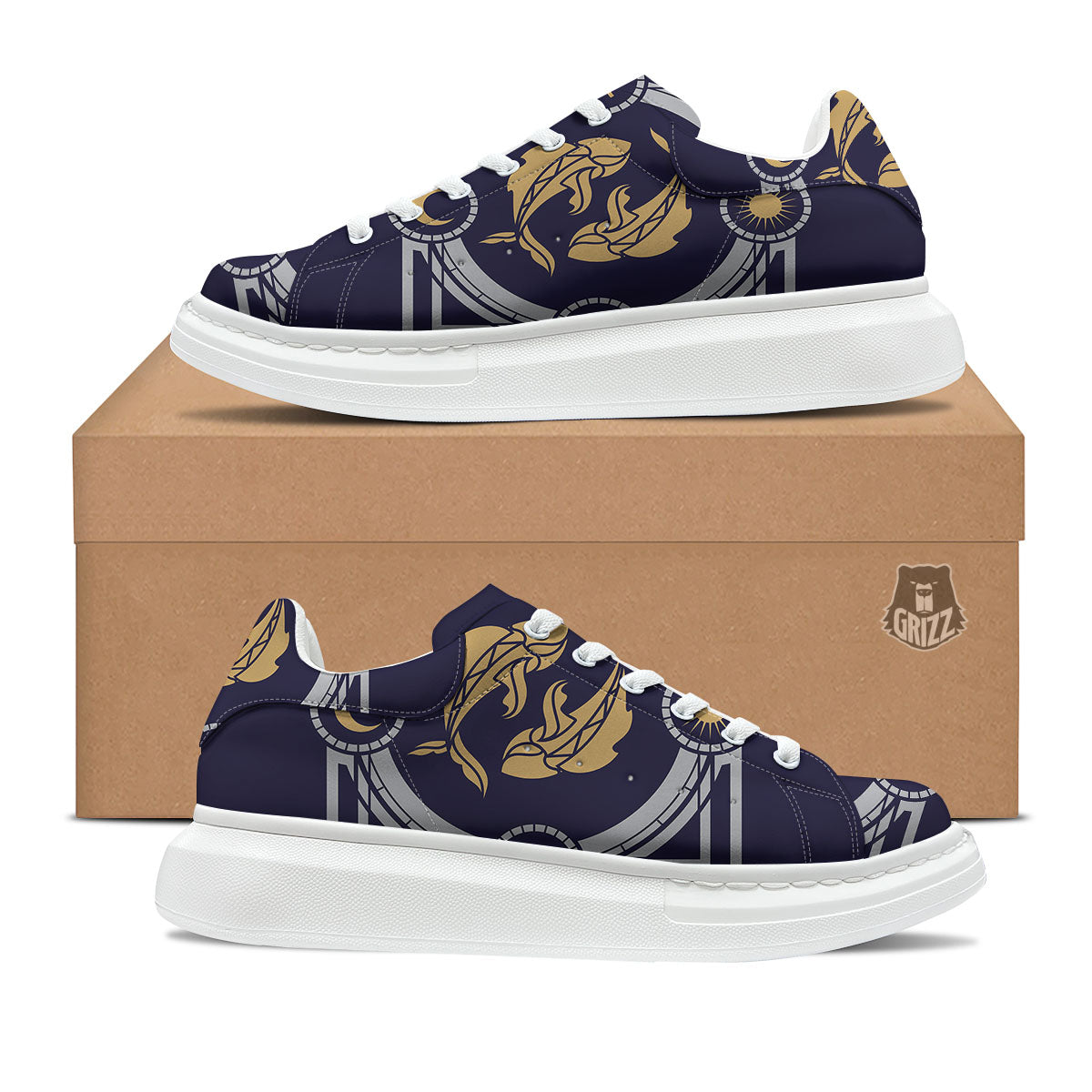 Pisces Sign Horoscope Print Platform Shoes-grizzshop
