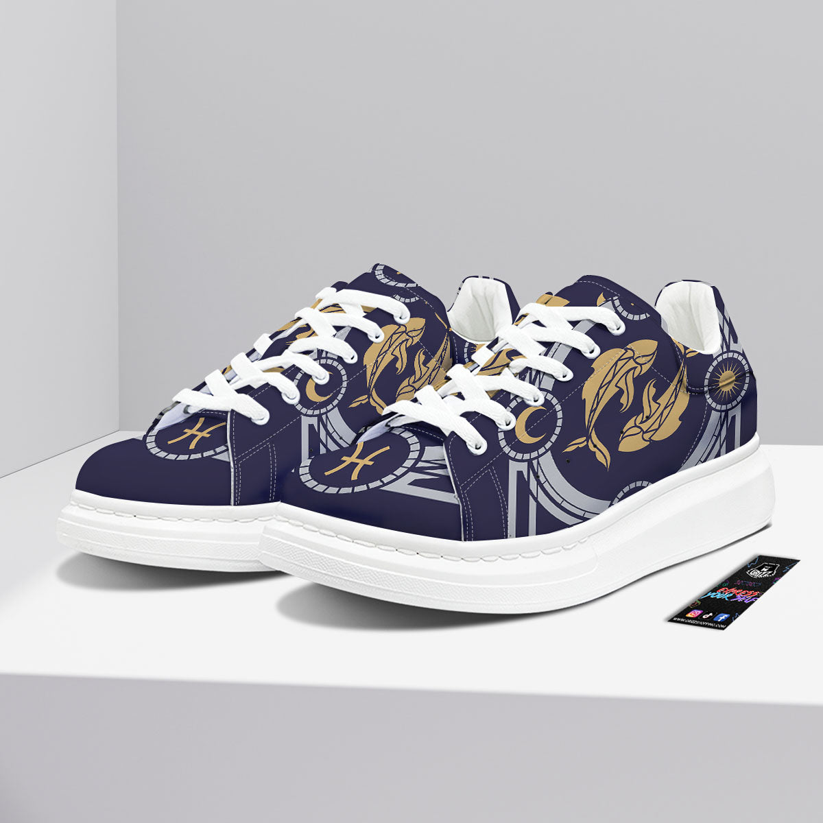Pisces Sign Horoscope Print Platform Shoes-grizzshop