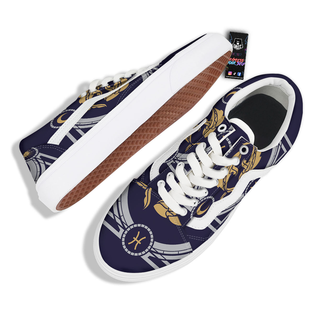 Pisces Sign Horoscope Print Skate Shoes-grizzshop