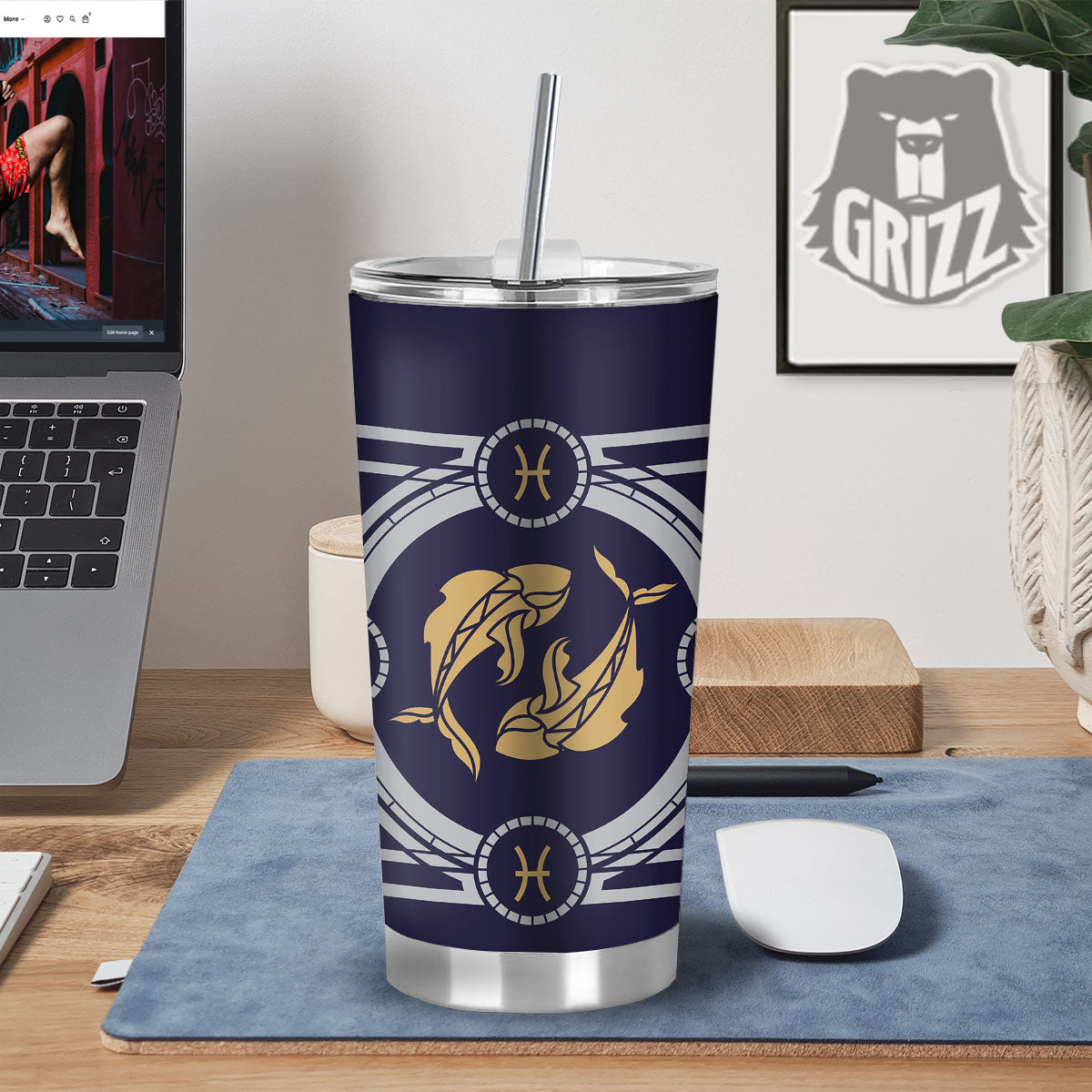 Pisces Sign Horoscope Print Tumbler-grizzshop