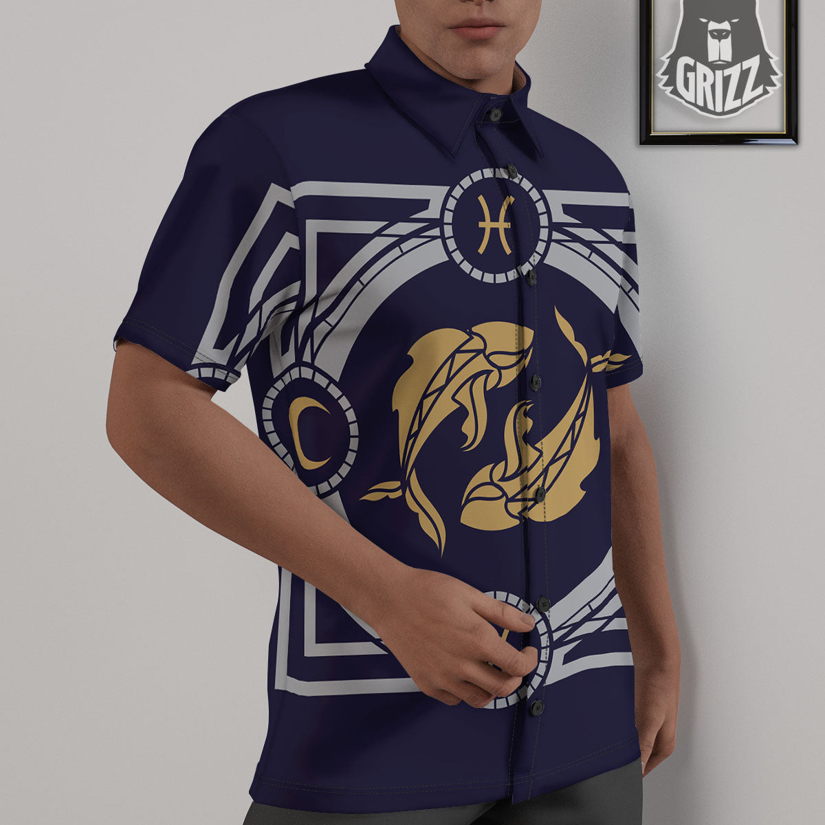 Pisces Sign Horoscope Print Untucked Shirts-grizzshop