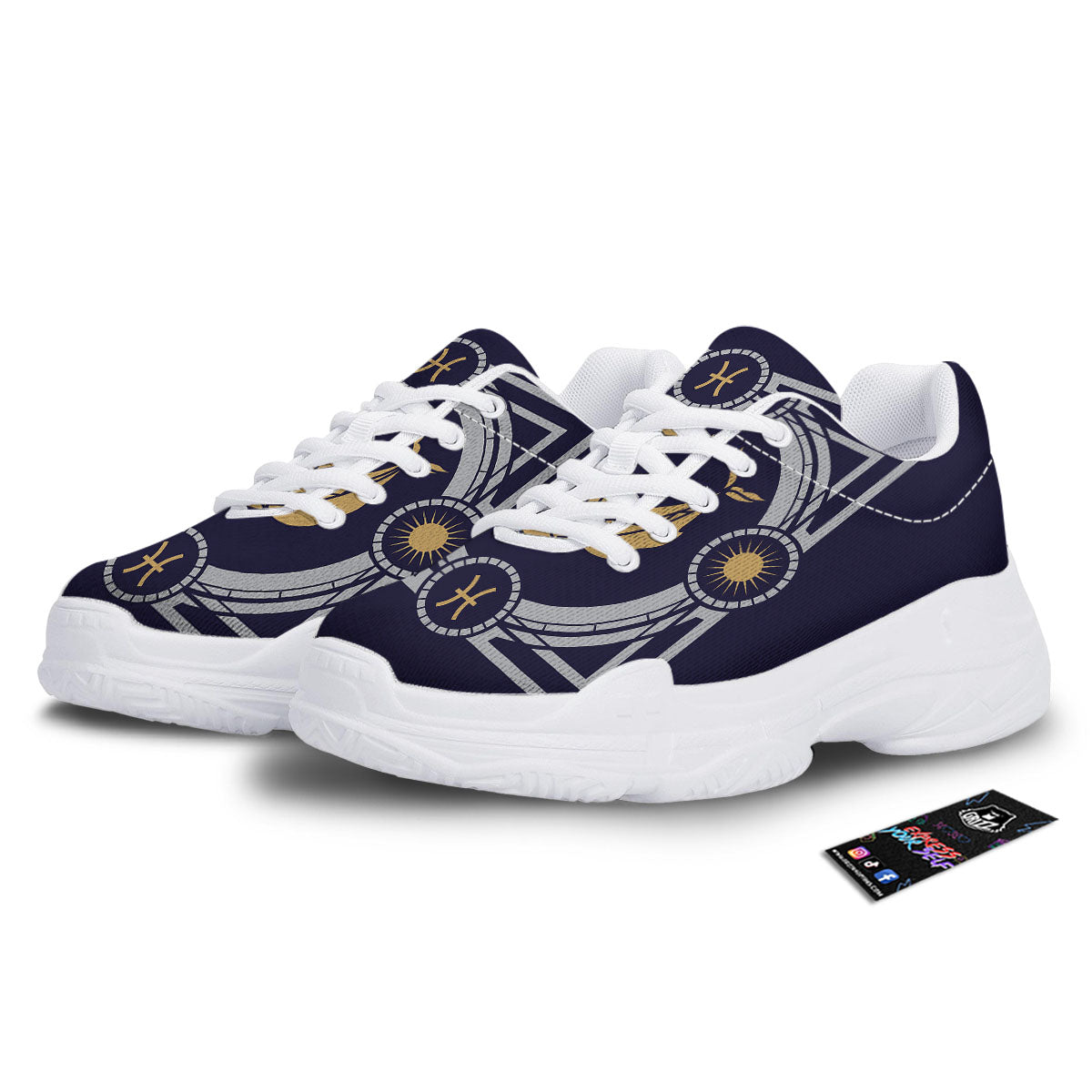 Pisces Sign Horoscope Print White Chunky Shoes-grizzshop