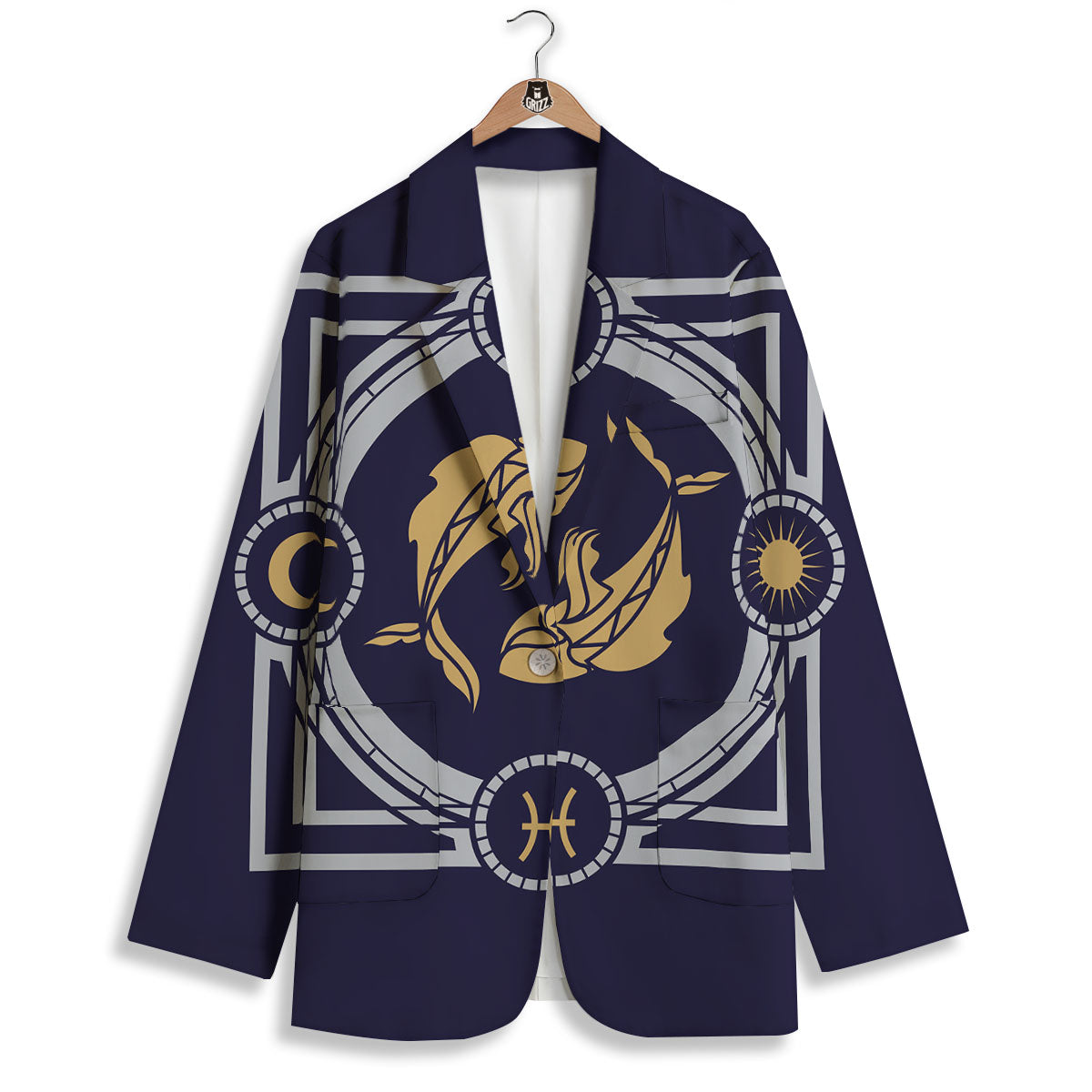 Pisces Sign Horoscope Print Women's Blazer-grizzshop